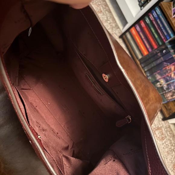 ♠️Kate Spade 454 Suede Large Shoulder Bag, Dark Merlot Burgundy Wine Red NEW NWT - Picture 7 of 9